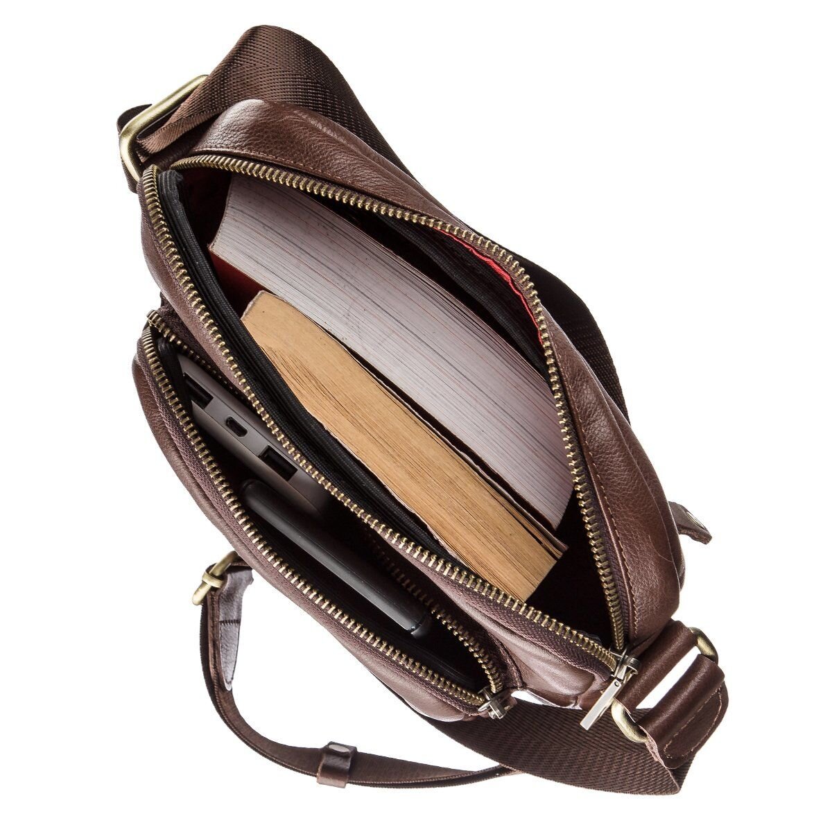 Мужская кожаная сумка SHVIGEL Коричневая