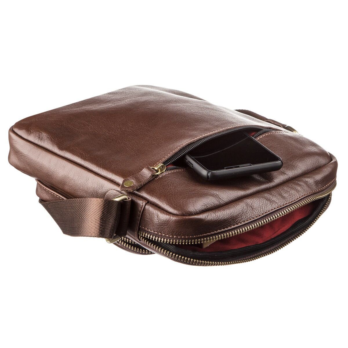 Мужская кожаная сумка SHVIGEL Коричневая