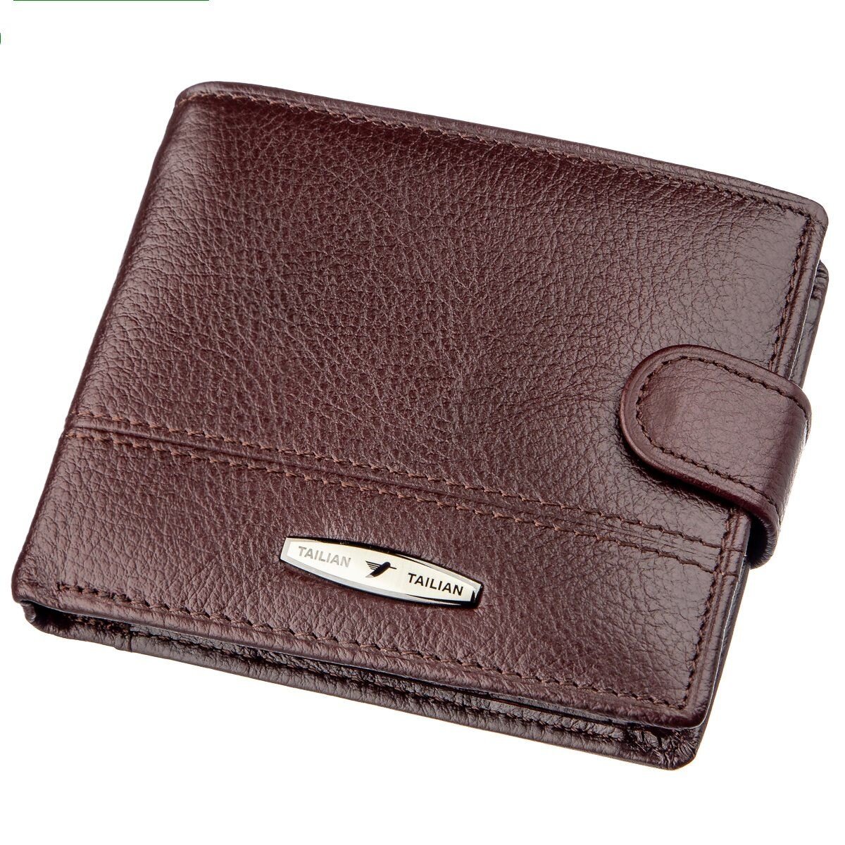 Гаманець чоловічий зі вбудованої Візитниці шкіряні TAILIAN Коричневий