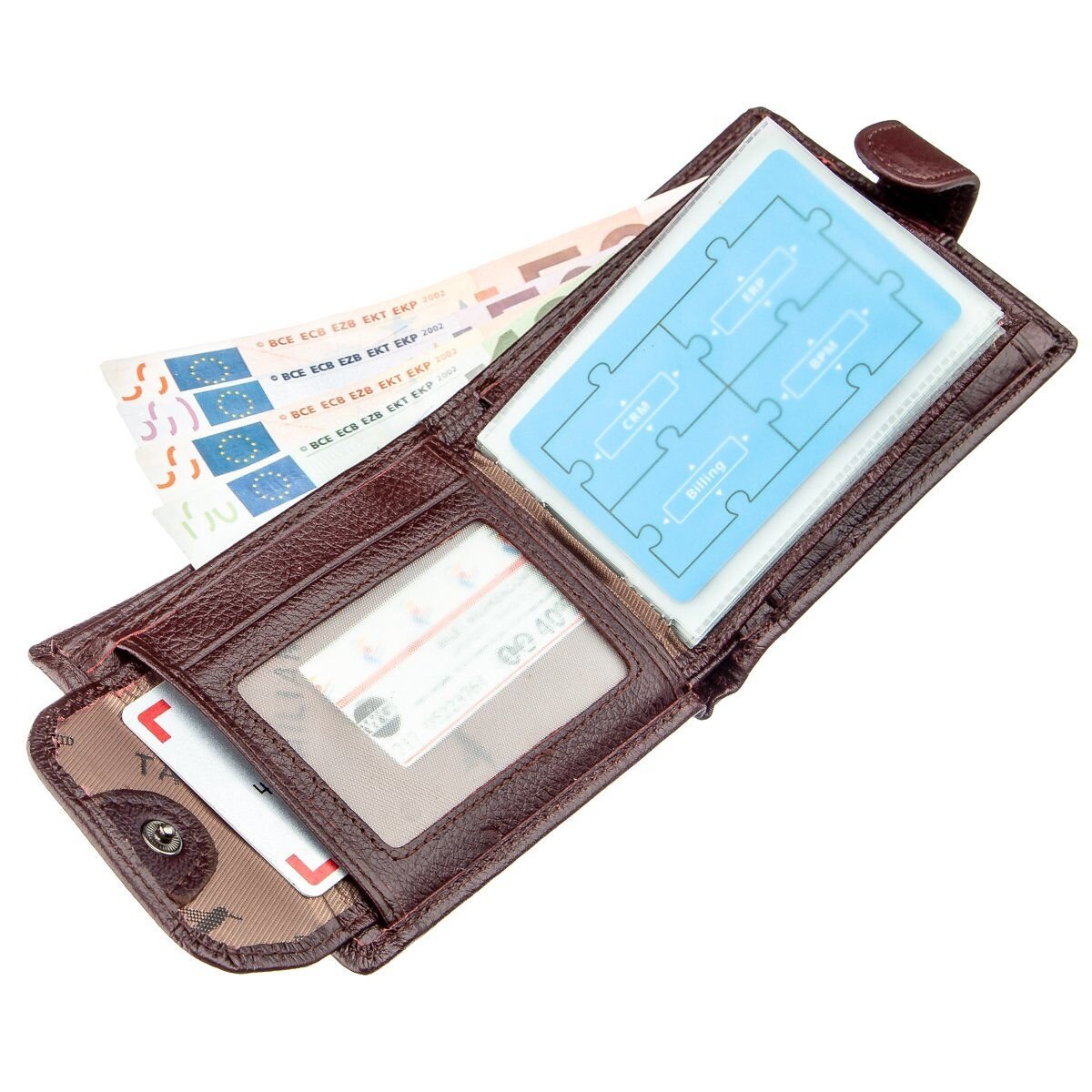 Гаманець чоловічий зі вбудованої Візитниці шкіряні TAILIAN Коричневий