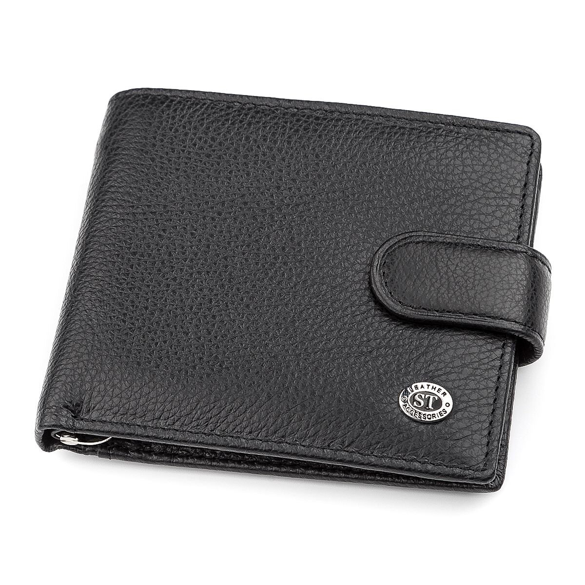 Мужской кошелек ST Leather (ST-) с зажимом для денег Черный