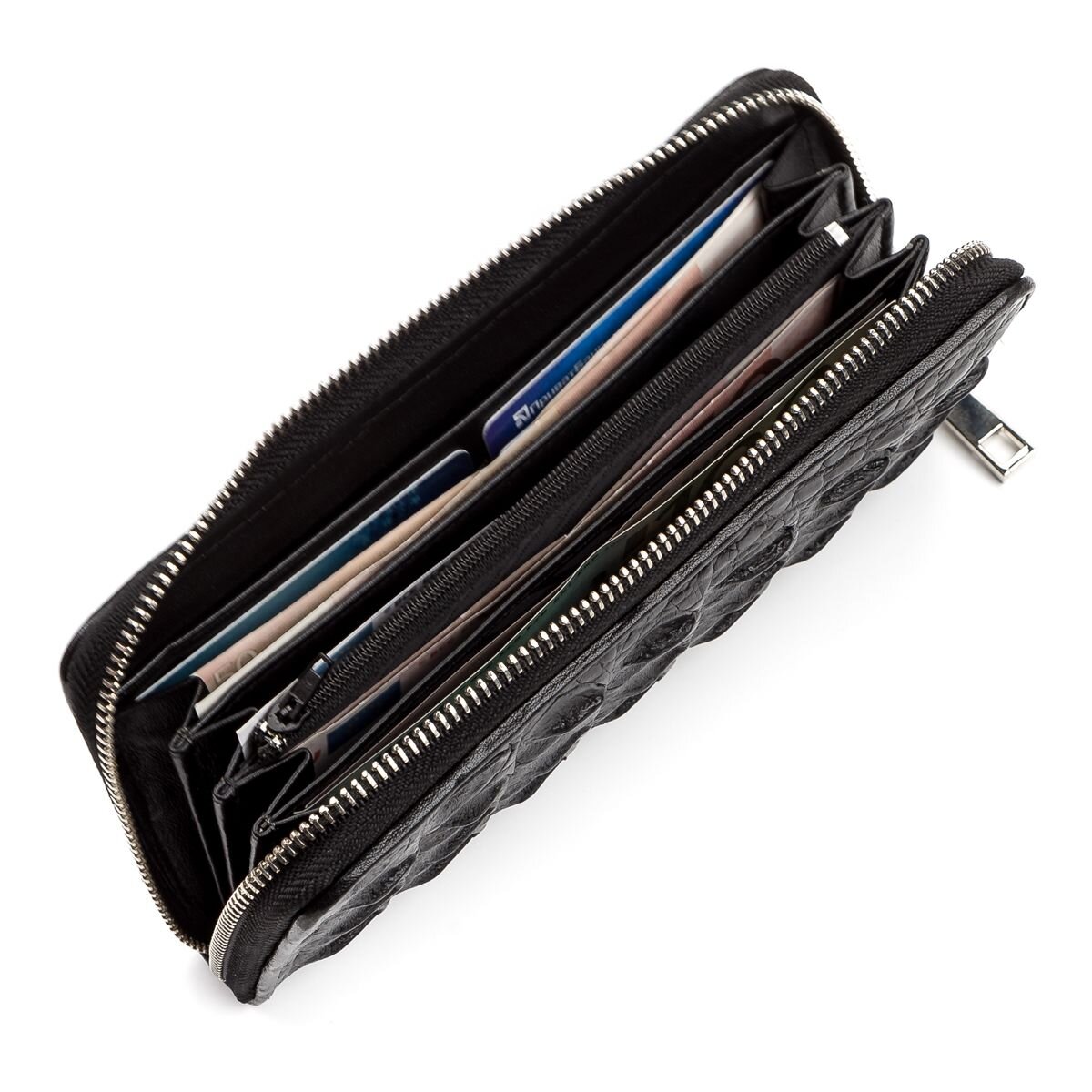 Гаманець-клатч CROCODILE LEATHER з натуральної шкіри крокодила Чорний