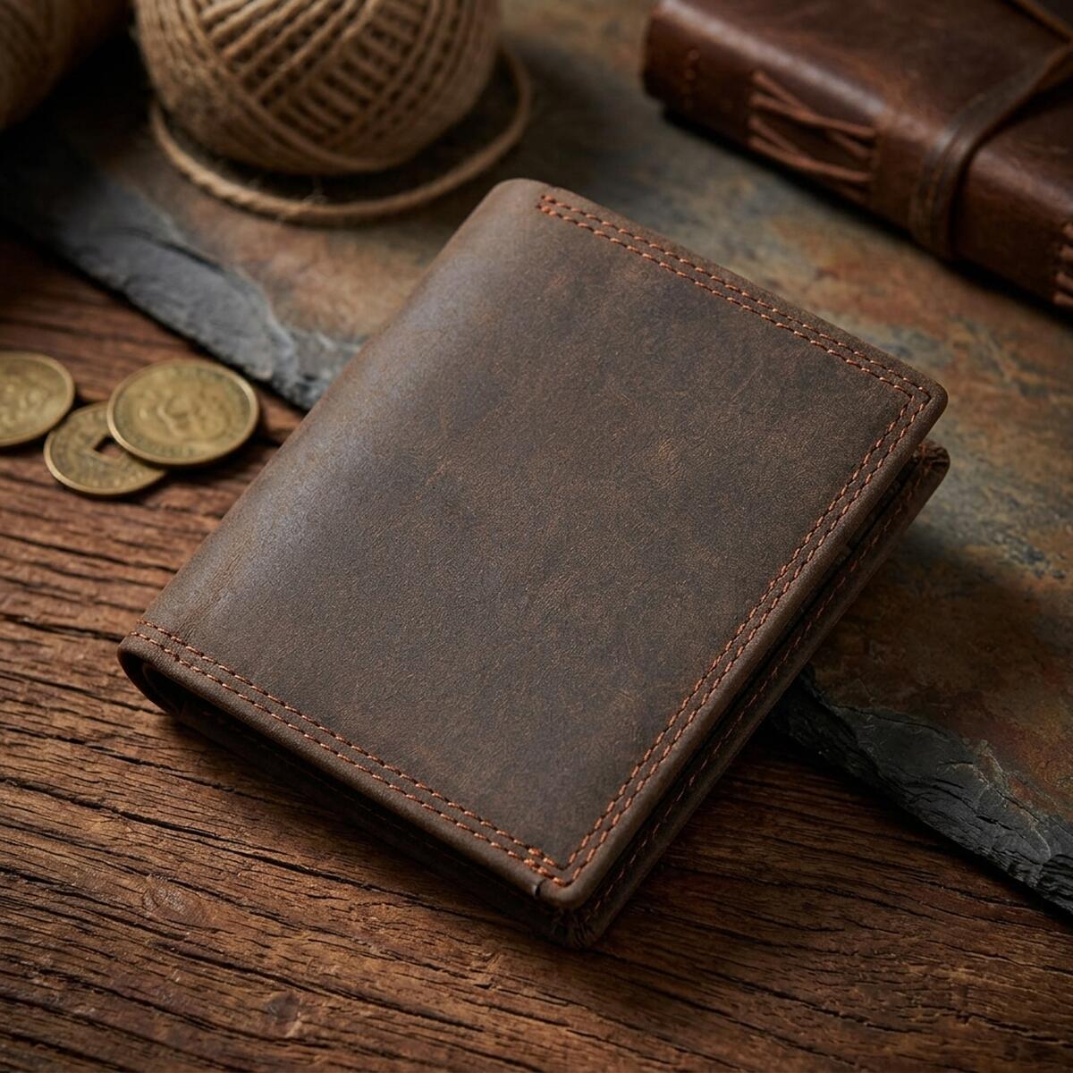 Гаманець чоловічий Vintage вінтажний стиль Коричневий