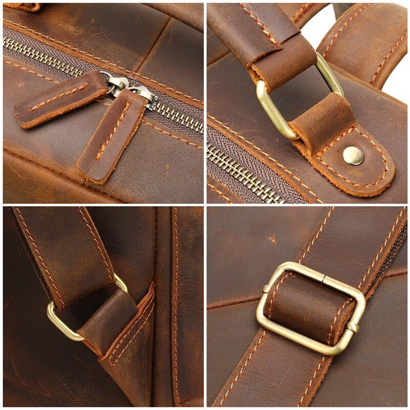 Рюкзак винтажный для ноутбука Vintage кожаный Коричневый