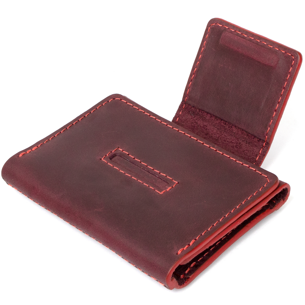 Вінтажна шкіряна візитниця GRANDE PELLE Бордовий