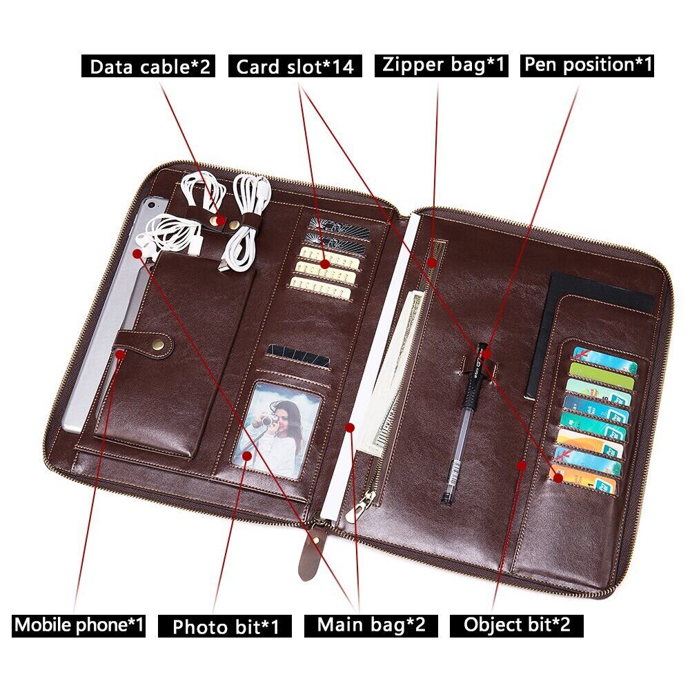 Мужская папка органайзер для документов матовая Vintage Коричневая