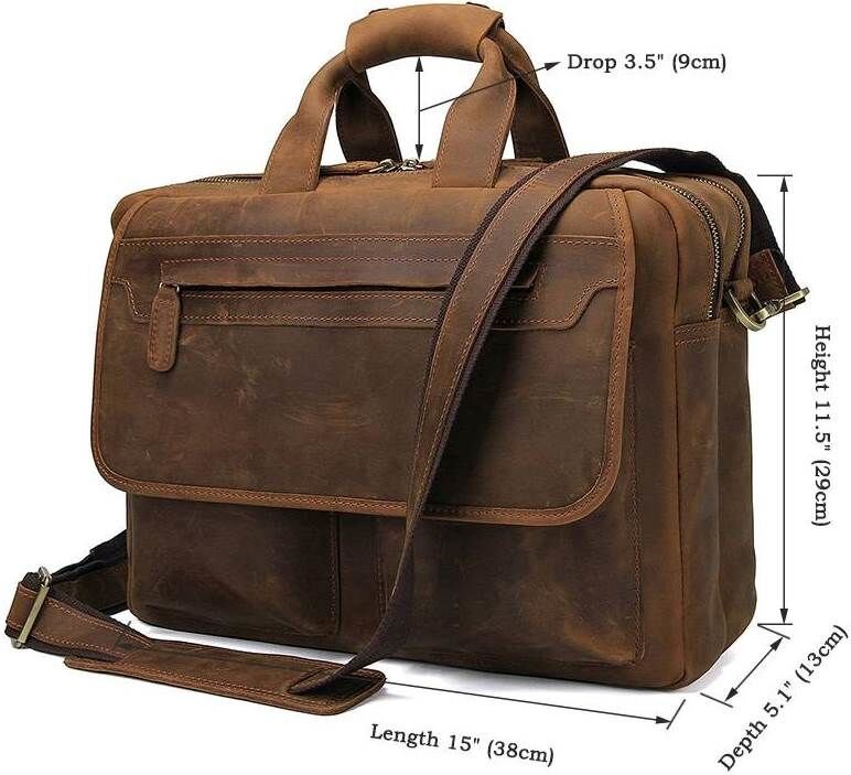 Сумка Vintage из натуральной винтажной кожи Коричневая