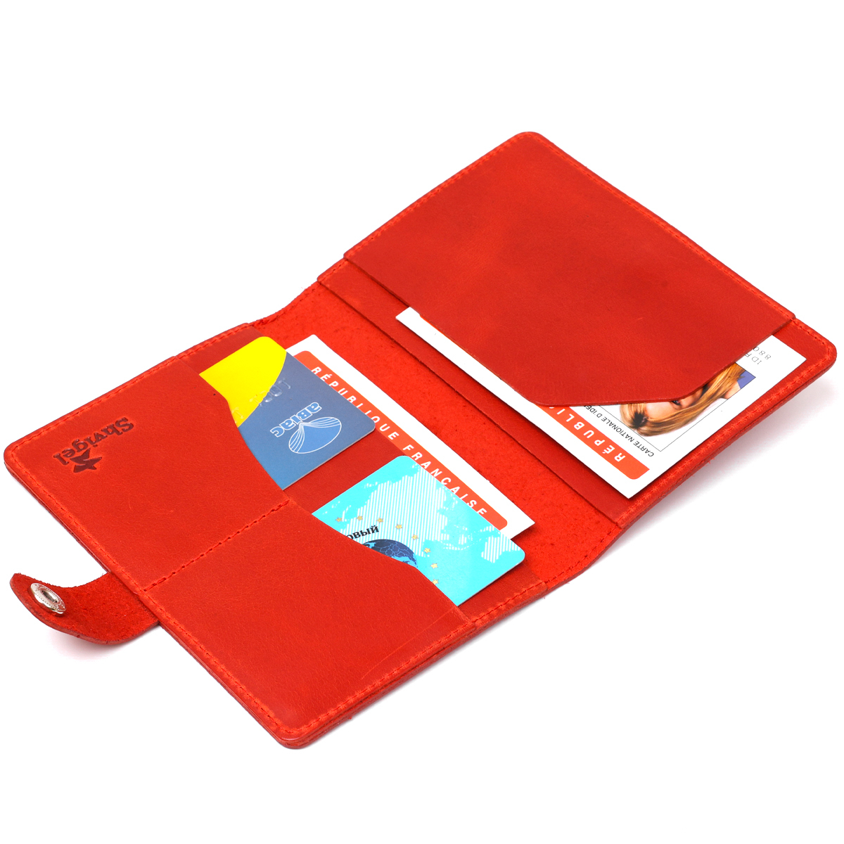 Стильный матовый кожаный тревел-кейс Shvigel Красный