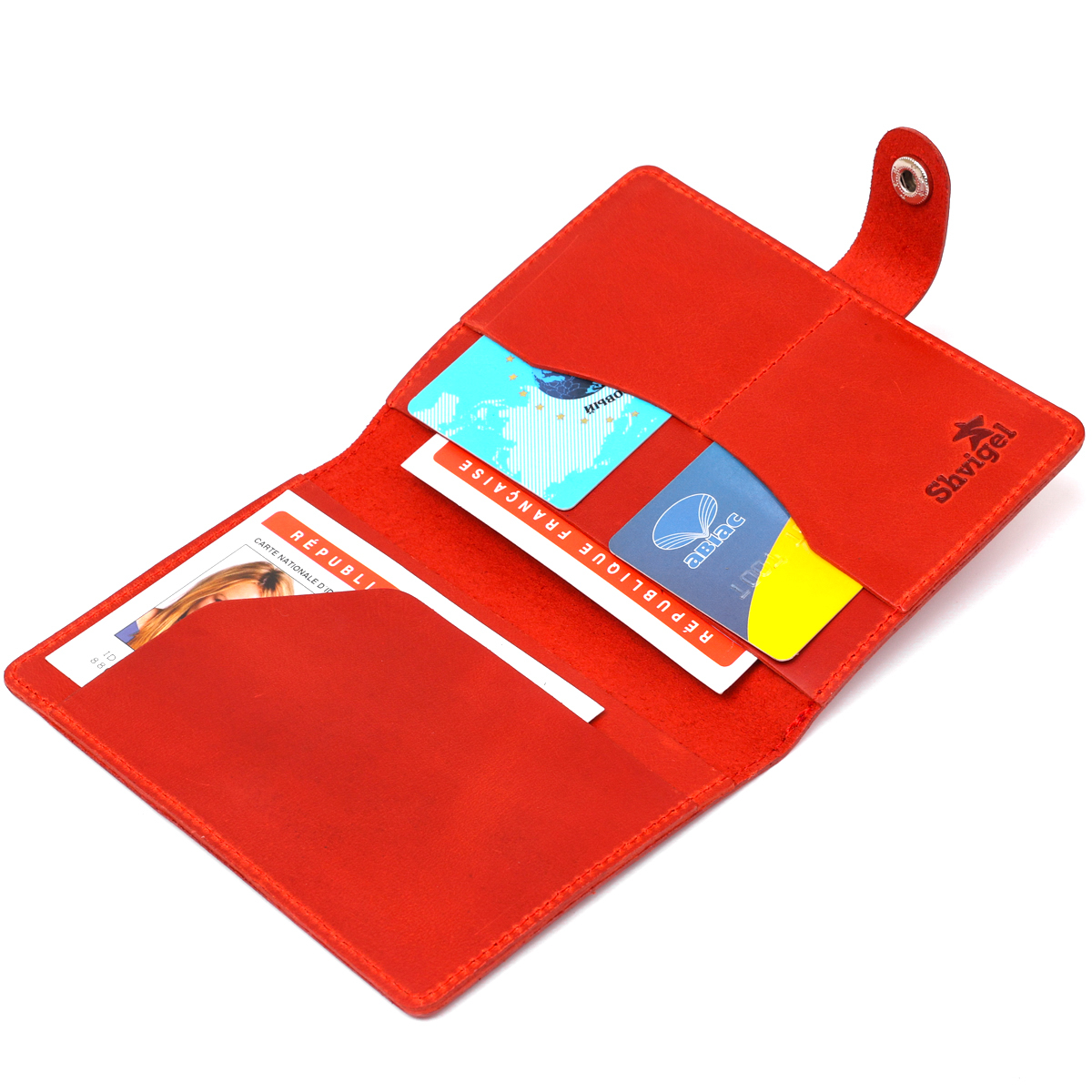 Стильный матовый кожаный тревел-кейс Shvigel Красный