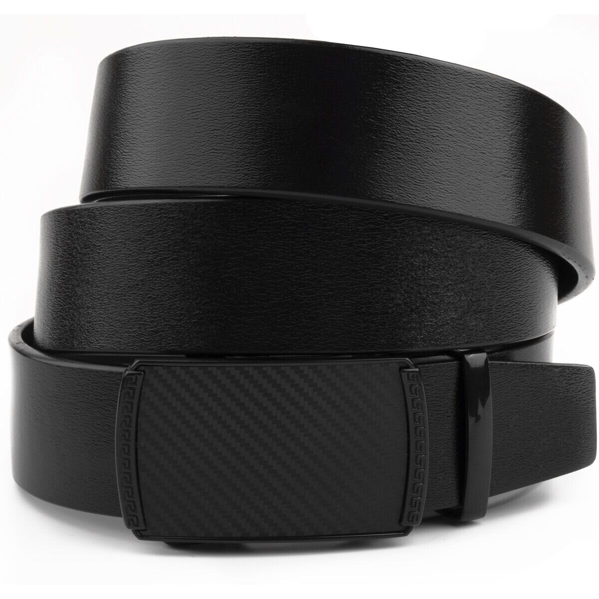 Чоловічий ремінь зі шкіри з автоматичною пряжкою мозаїка Vintage Чорний