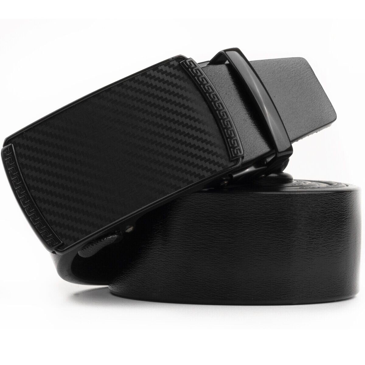 Чоловічий ремінь зі шкіри з автоматичною пряжкою мозаїка Vintage Чорний