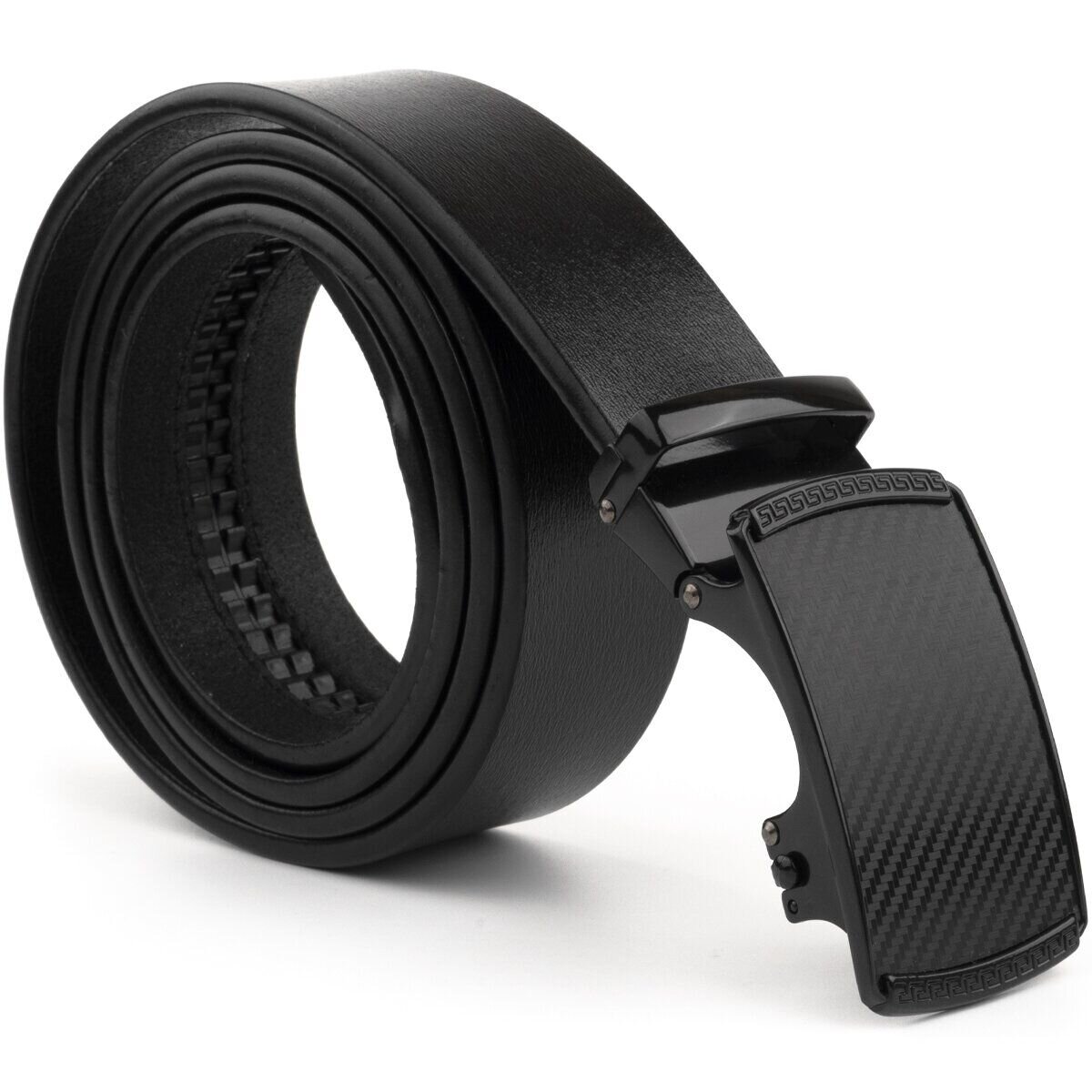 Чоловічий ремінь зі шкіри з автоматичною пряжкою мозаїка Vintage Чорний