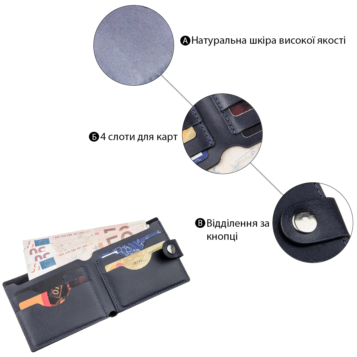 Портмоне горизонтальне чоловіче SHVIGEL Синє