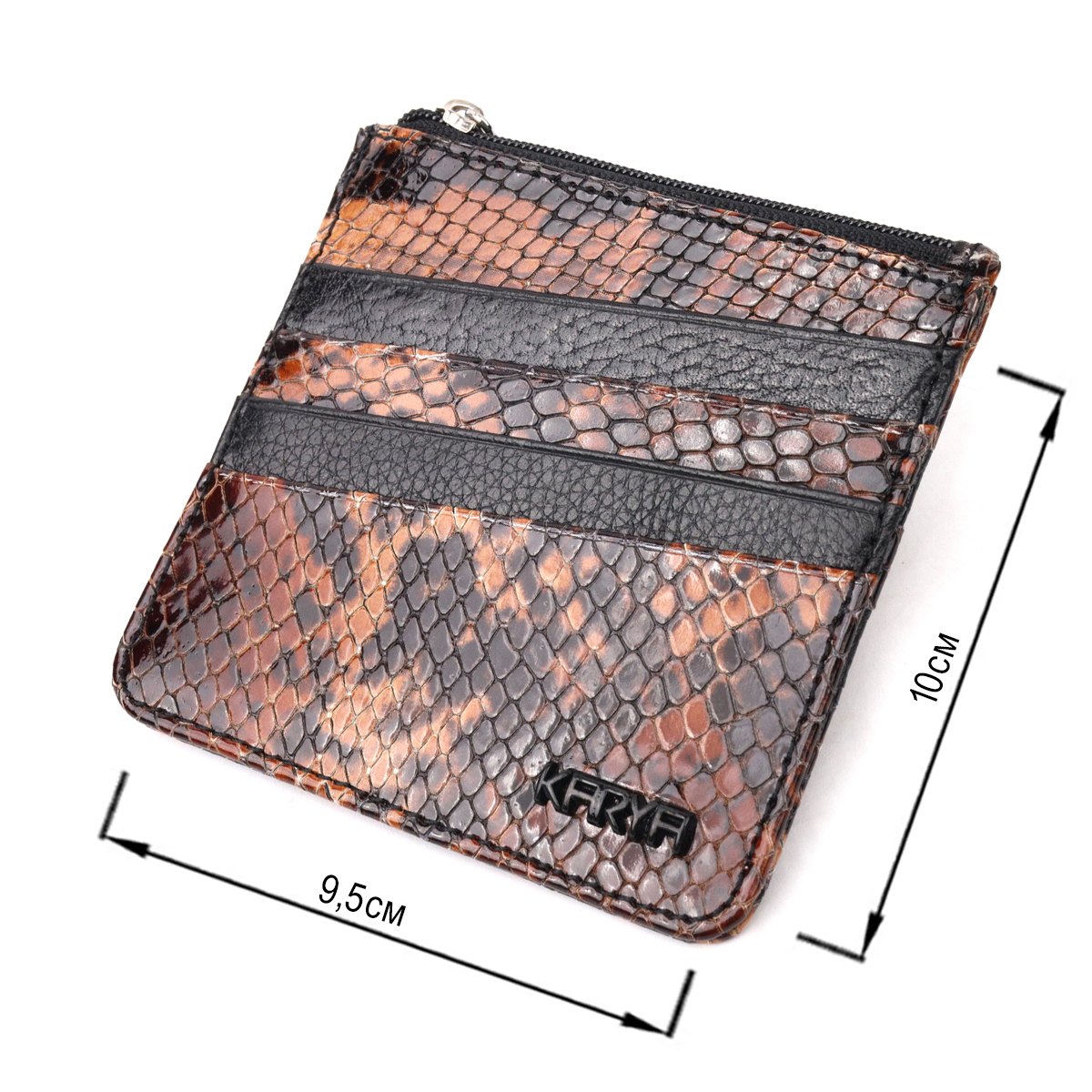 Стильный картхолдер из натуральной кожи с тиснением под змею KARYA Разноцветный