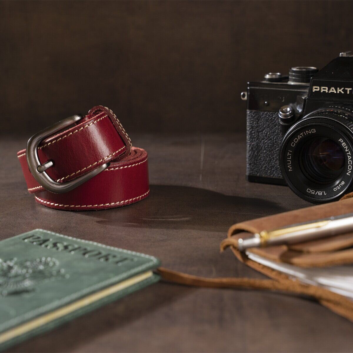 Ремінь жіночий Vintage Бордовий