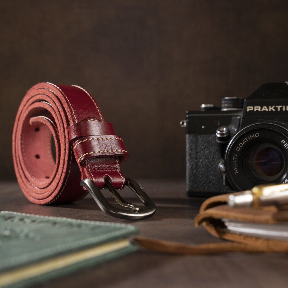 Ремінь жіночий Vintage Бордовий