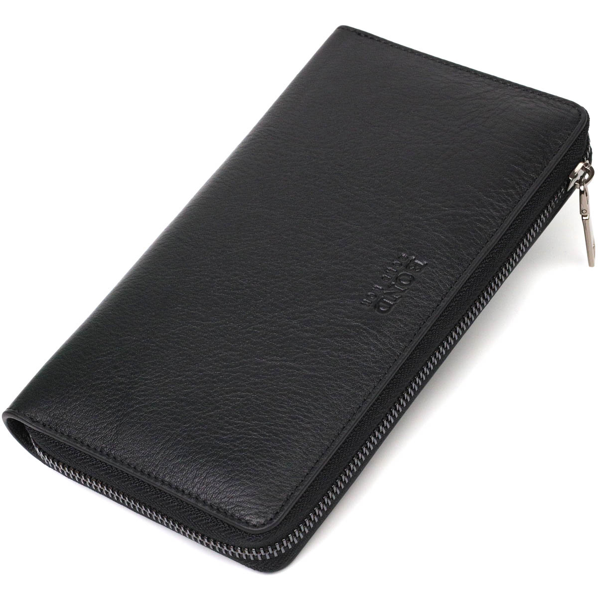 Удобный мужской клатч с одним отделением из натуральной кожи BOND Черный