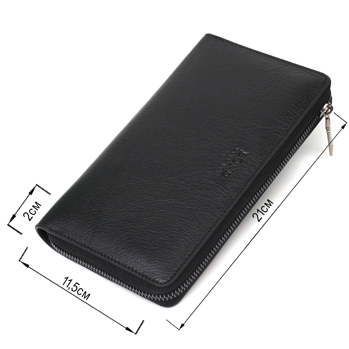 Удобный мужской клатч с одним отделением из натуральной кожи BOND Черный