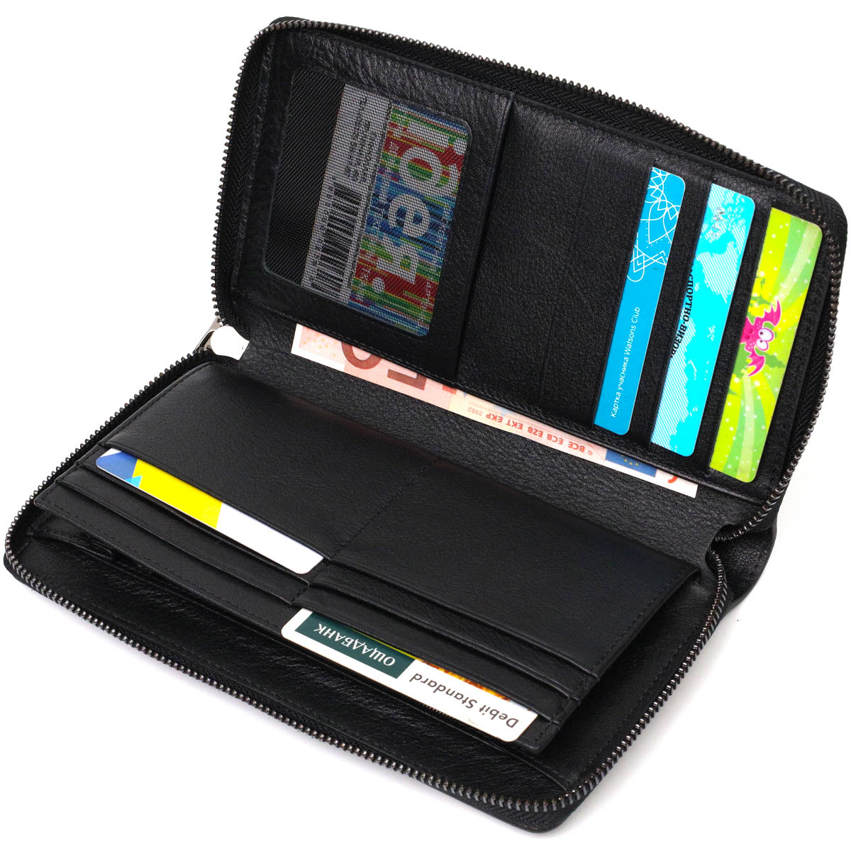 Удобный мужской клатч с одним отделением из натуральной кожи BOND Черный