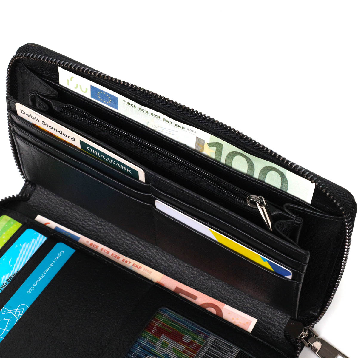 Удобный мужской клатч с одним отделением из натуральной кожи BOND Черный