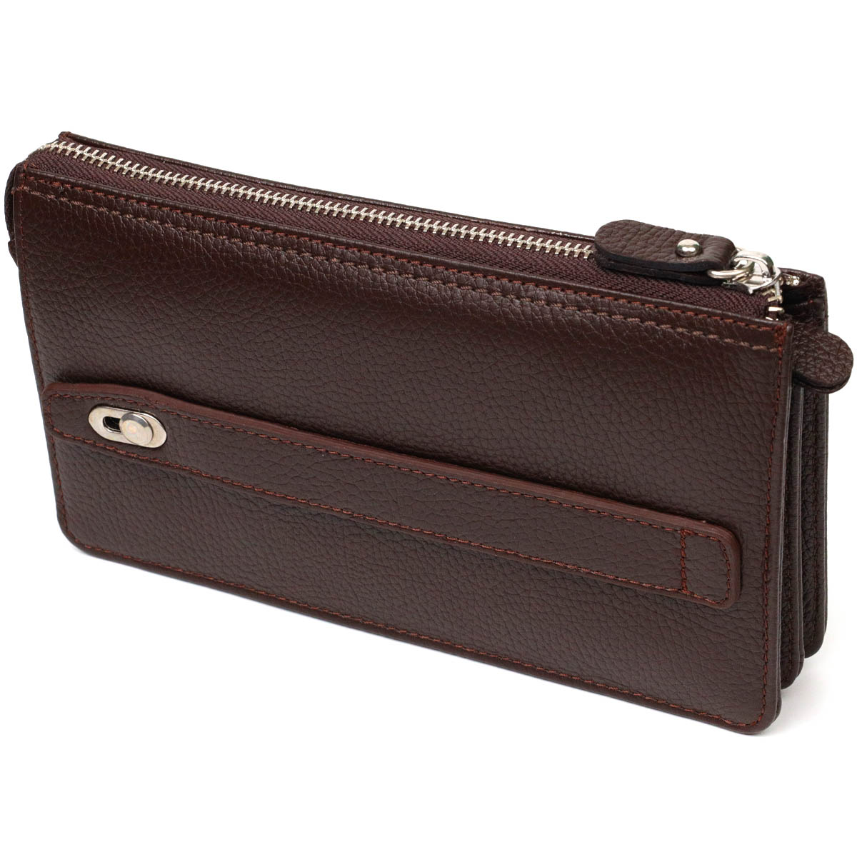 Мужской клатч на два отделения из натуральной кожи флотар BOND Коричневый