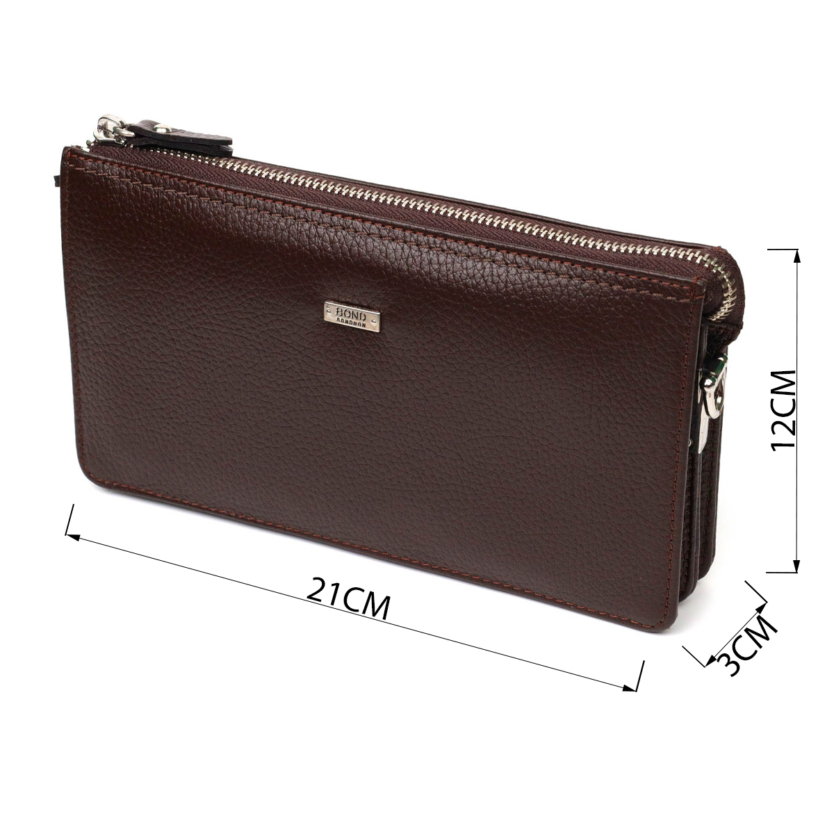 Мужской клатч на два отделения из натуральной кожи флотар BOND Коричневый