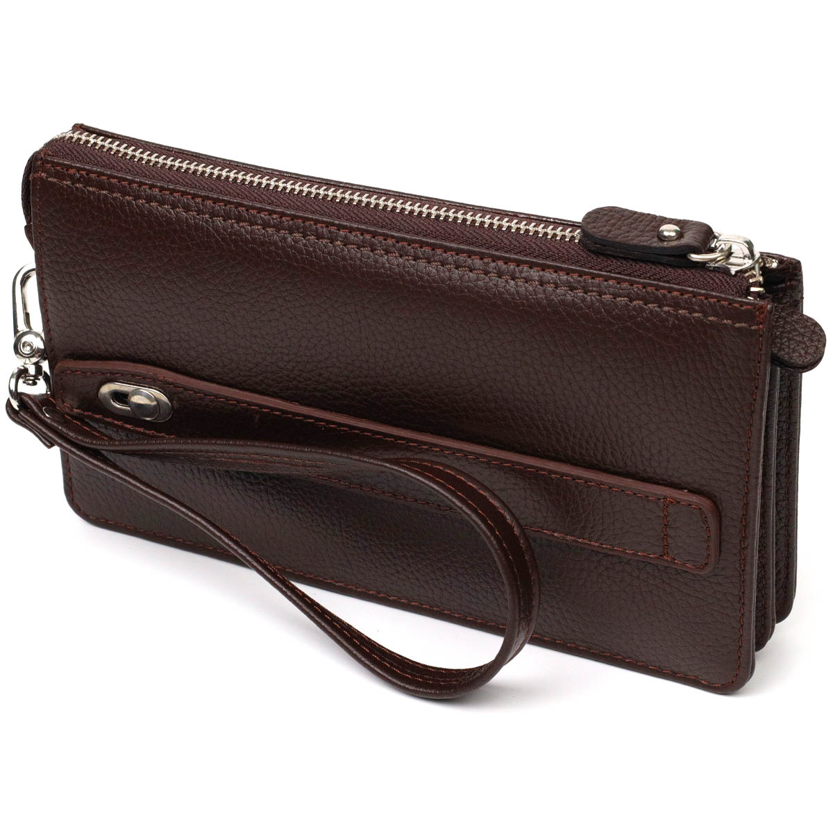 Мужской клатч на два отделения из натуральной кожи флотар BOND Коричневый