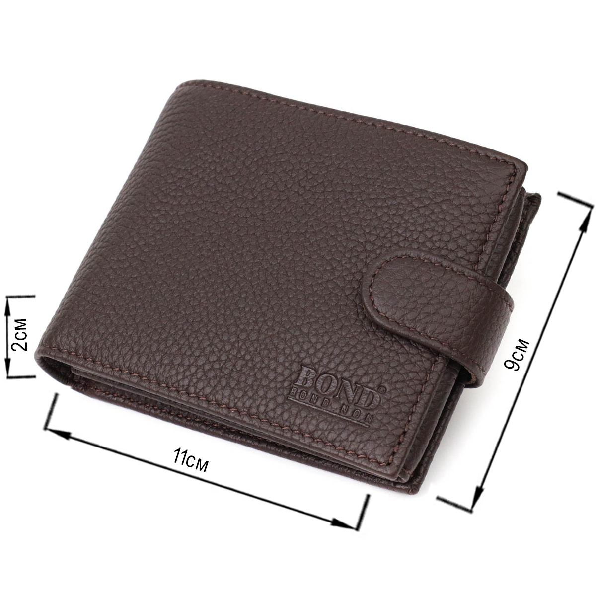 Горизонтальный мужской кошелек из натуральной кожи флотар BOND Коричневый