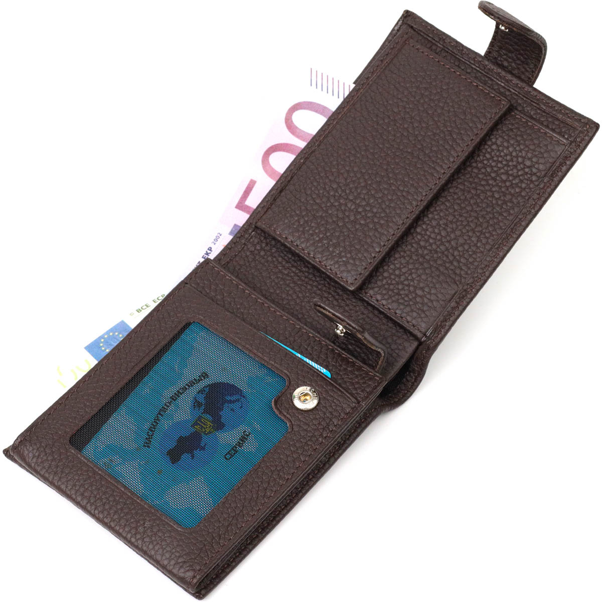 Горизонтальный мужской кошелек из натуральной кожи флотар BOND Коричневый