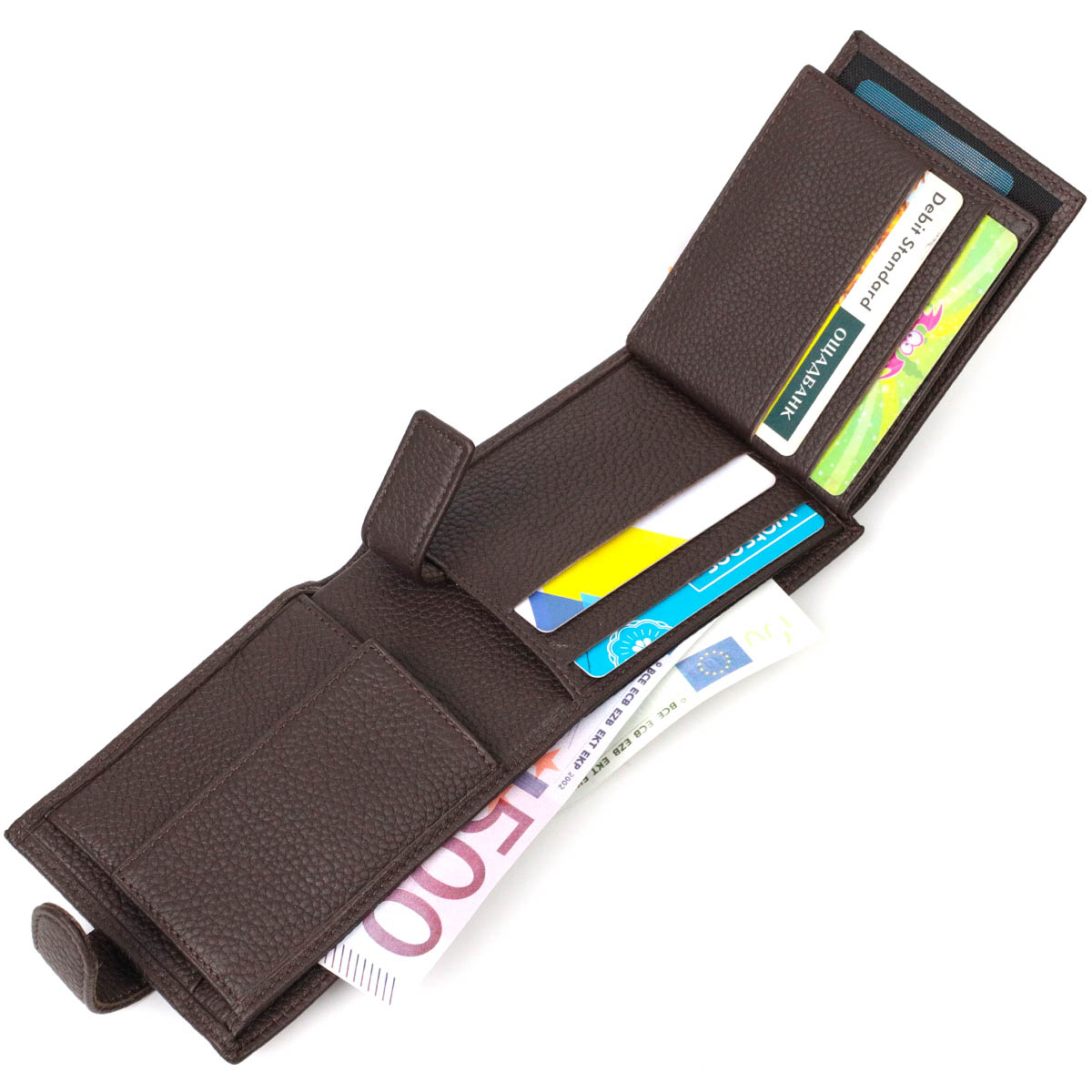 Горизонтальный мужской кошелек из натуральной кожи флотар BOND Коричневый