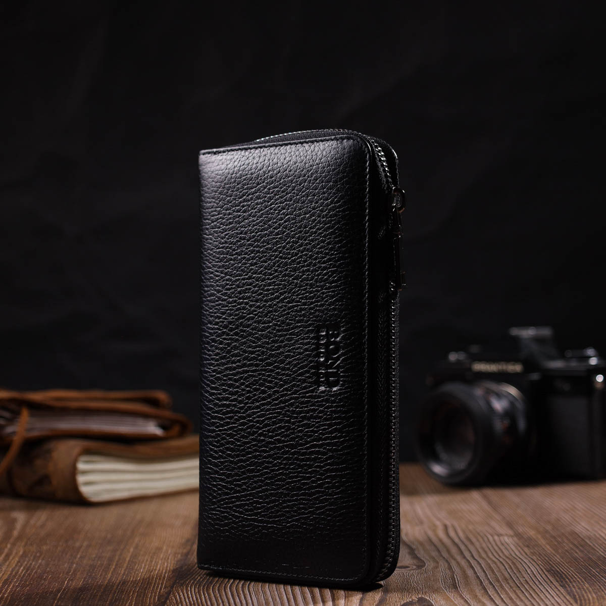 Чудовий жіночий гаманець із натуральної зернистої шкіри BOND Чорний