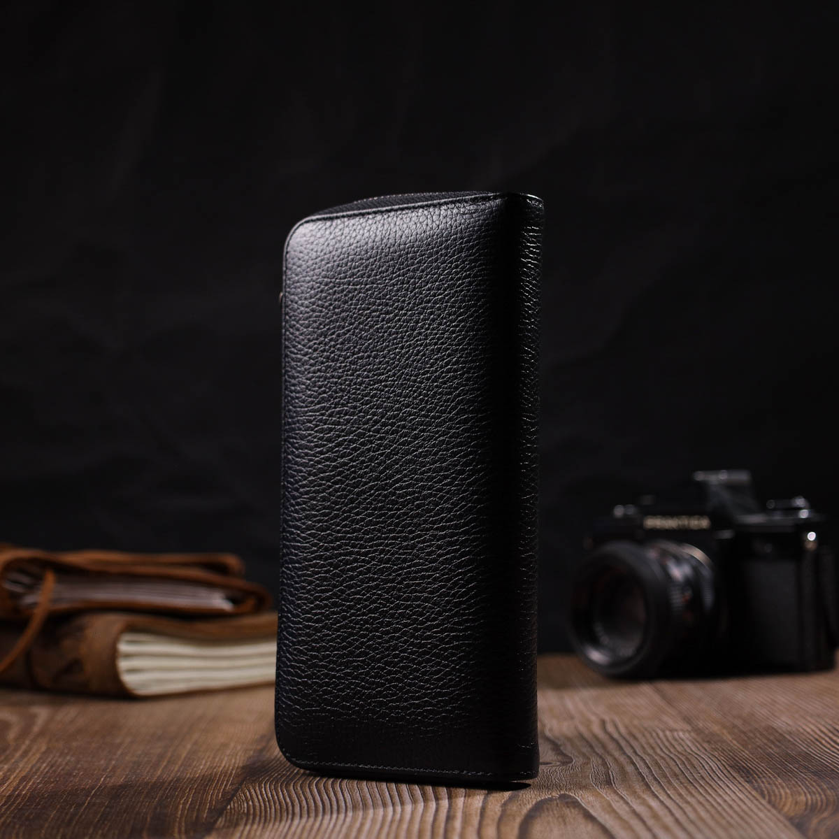 Чудовий жіночий гаманець із натуральної зернистої шкіри BOND Чорний