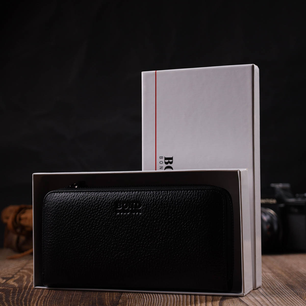 Чудовий жіночий гаманець із натуральної зернистої шкіри BOND Чорний