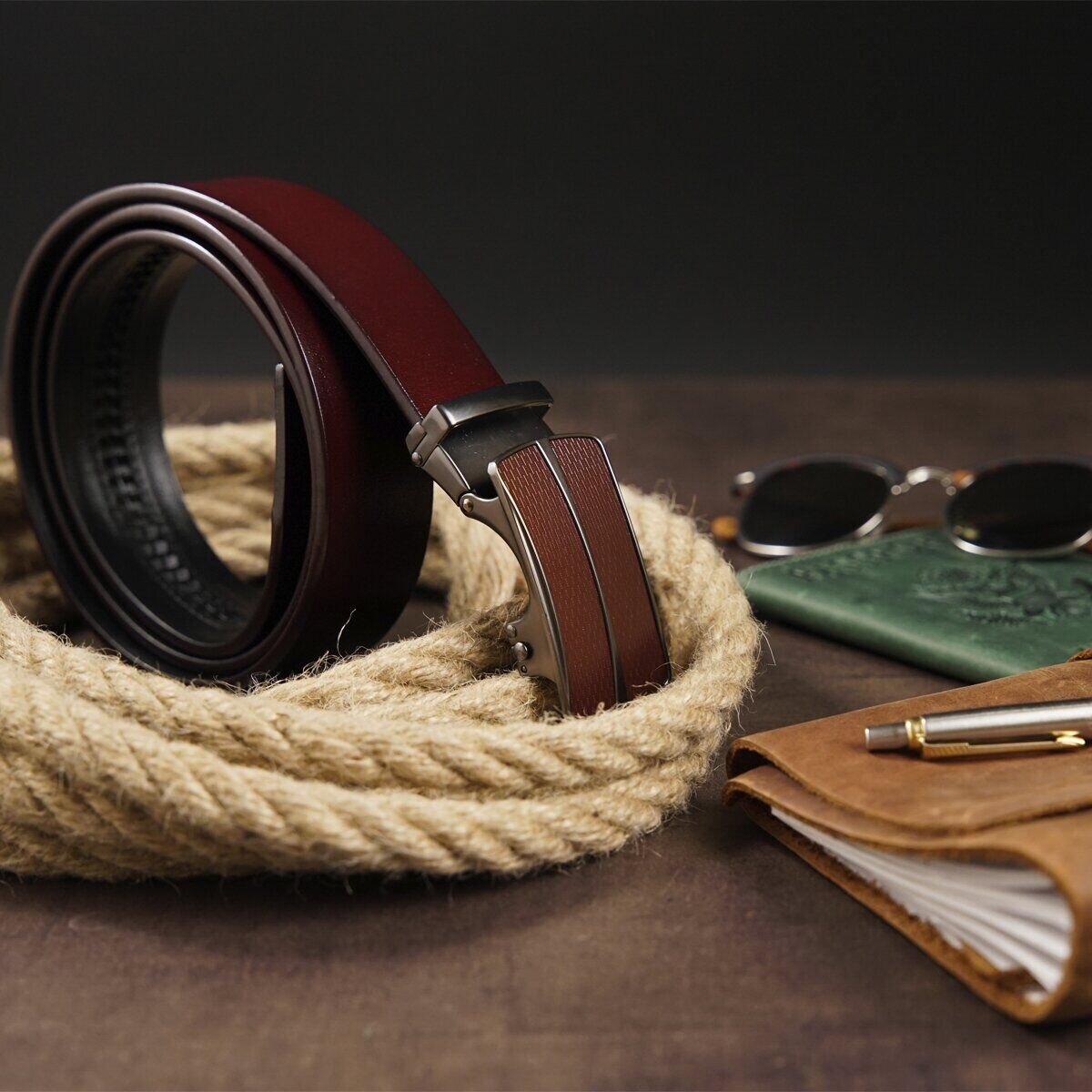 Ремень мужской с автоматической пряжкой Vintage Коричневый