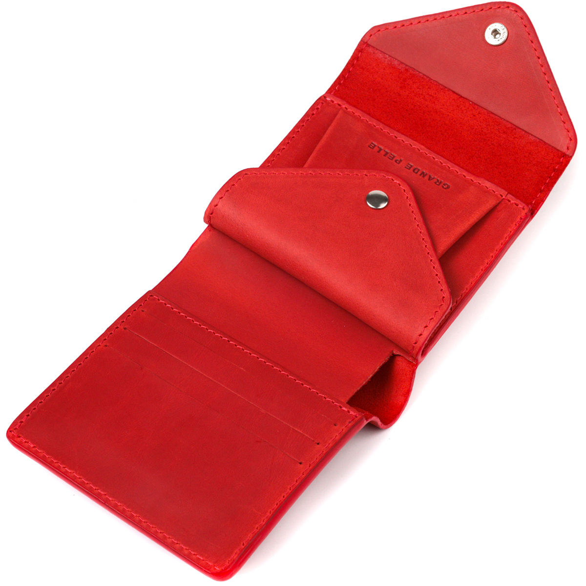 Кошелек для женщин из матовой натуральной кожи GRANDE PELLE Красный
