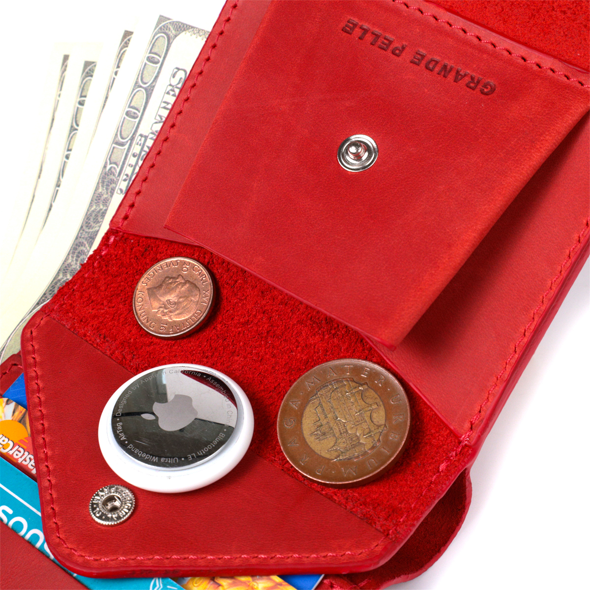 Кошелек для женщин из матовой натуральной кожи GRANDE PELLE Красный