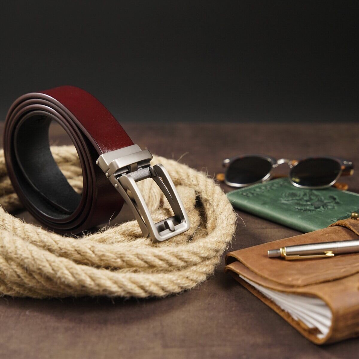 Ремінь чоловічий зі стильною пряжкою Vintage Коричневий