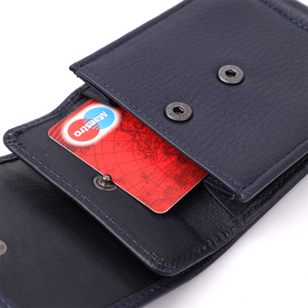 Вертикальный мужской зажим из зернистой натуральной кожи Tony Perotti _ ( navy) Синий